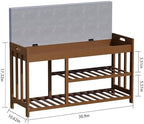 Bamboo Shoe Storage Bench with Cushioned Seat 3-Tier Entryway Shoe Rack - Image 2