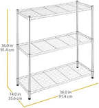 Whitmor 3 Tier Shelving Unit, Metal Storage Shelves, 400 lbs Capacity per Shelf, 1200 lbs Total, Durable Heavy Duty Shelf for Kitchen, Garage, Plant, 36" L x 14" W x 36" H, Chrome - Image 3