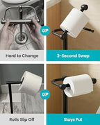 Matte Black Toilet Paper Holder Stand, 4.82 lb Weighted Base, Heavy Duty - Image 5