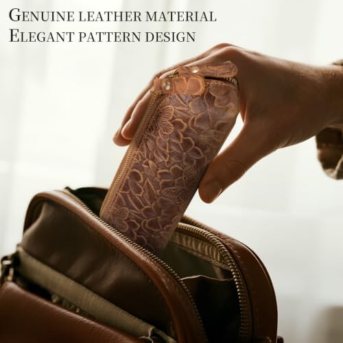 Gexmil Genuine Leather Pen Case, Hand-made Stationery Bag for Work Office - Image 3