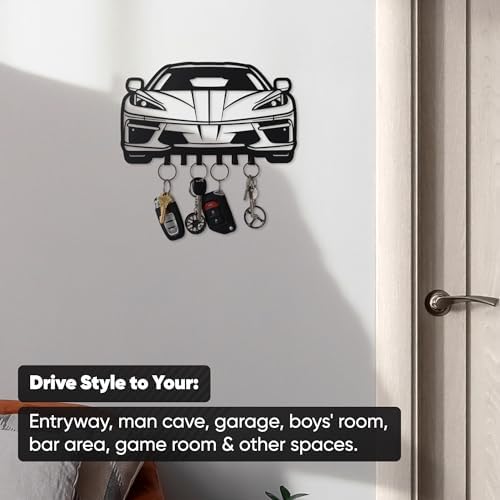 MOOH Metal Automotive Key Holder with 6 Hooks - Unique Wall Mounted Car Lovers Gifts for Men & Women - Cool Man Cave Decor - Image 5