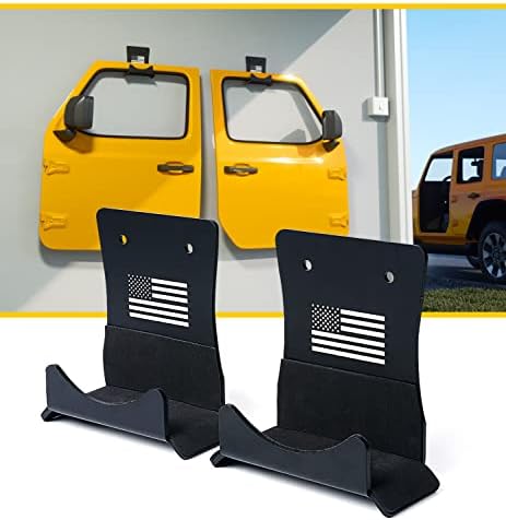 LUMENIX Heavy Duty Door Storage Hangers Bracket, Wall-Mounted Systems Kits Doors Holder Racks Compatible with 1956-2025 Jeep Wrangler CJ YJ TJ JK JKU JL JLU LJ JT (2 PCS, U.S. America Flag Pattern) by LUMENIX