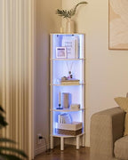 Corner Shelf Stand, 5 Tier Corner Bookshelf with Led Light,Corner Furniture for Bedroom Display Corner Shelf for Small Space,Wood Shelves with Storage Rack for Living Room,Office,White - Image 6