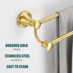 Hoimpro Double Towel Bar Towel Rack for Bathroom Wall Mounted Brushed Gold - Image 3