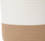 16"x20" Extra Large Cotton Rope Basket with Zipper Lid, Woven Laundry Hamper and Blanket Storage Basket, Round Clothes Bin for Living Room Bedroom, Cream & Camel - Image 2