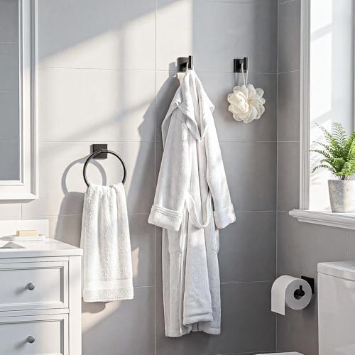 4-Piece Towel Holder Set, Black Bathroom Accessories Set - Image 7
