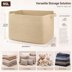 OIASKET 95L Extra Large Blanket Basket, 24" x 16.9" x 14.2" Woven Basket - Image 2
