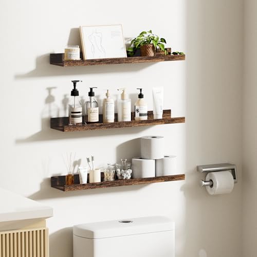 upsimples Floating Shelves for Wall Decor and Storage, Brown, 6Pcs 23.6'' - Image 5
