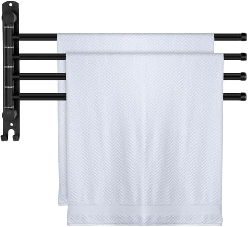 Teenyyou 20.4" Swivel Towel Rack 4 Arms 304 Stainless Steel Black by Teenyyou