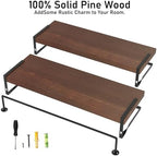 Wood Floating Shelves Wall Mounted - 2+1 Tier Rustic Bathroom Wall Shelves Over Toilet with Towel Bar, Natural Wood Set of 2 Farmhouse Floating Shelf for Bathroom, Kitchen, Bedroom, Dark Brown - Image 7