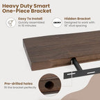 Floating Shelves for Wall Decor, Rustic Solid Elm Wood Live Edge Floating Shelves Wall Mounted, Wall Shelves with Invisible Bracket for Living Room Bathroom Bedroom Kitchen, 36 Inch Set of 2, Walnut - Image 6