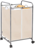 STORAGE MANIAC 2 Section Laundry Sorter, Laundry Hamper with Wheels, Beige by STORAGEMANIAC