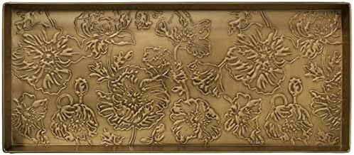 HF by LT Poppies Pattern Metal Boot Tray, 30 x 13 inches, Antique Brass Finish by HFbyLT