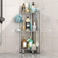 HapiRm Standing Corner Shower Caddy - 3 Tier Shower Shelf Corner with Soap Holder, Rustproof Bathroom Standing Organizer with 4 Hooks, Silver by HapiRm