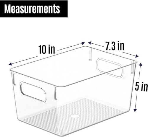 Clear Plastic Storage Bins, Pantry Organizers and Storage Containers Fridge Organizer Bins for Organizing Kitchen Cabinet Organizer Bin Bathroom Freezer Refrigerator Organization - Image 3