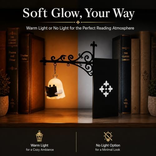 3-Pack Ghost Vintage Hanging LED Book shelf Lights with Bookend-Style Base - Image 3