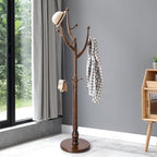 Bekrvio Wood Freestanding Coat Rack Coat Tree with Round Base, Walnut by Bekrvio