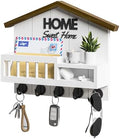 Key and Mail Holder for Wall, Wall Key Holder with Shelf, Key Rack Wall Mount, Wood Key Holder Wall Mount White, Mail Organizer Wall Mounted, Entryway & Front Door Key Holder with 5 Hooks by FERAHI