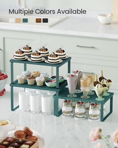 SONGMICS Cabinet Organizer Shelf, Set of 3 Spice Rack, Kitchen Storage - Image 3