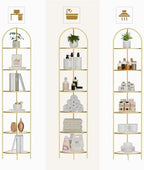 Homhedy 6-Tier Gold Corner Shelf Stand, Metal Corner Bookshelf - Image 3