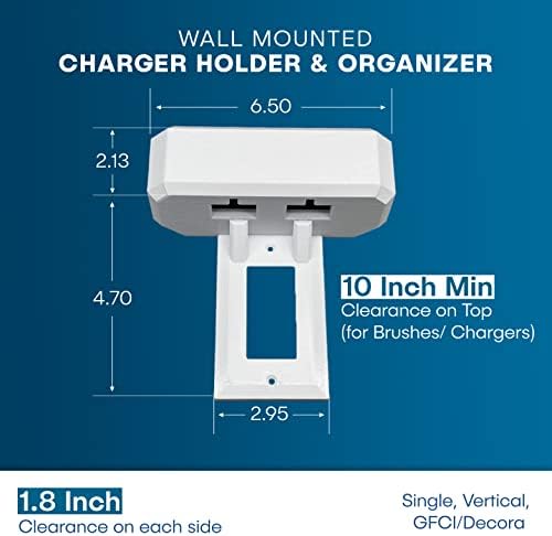 Electric Toothbrush Holder, Wall Mount, Compatible with Sonicare Holds 2 Chargers, Mounts on Single GFCI/Decora Outlet ONLY. (Charger/Brushes NOT Included), White (PS2C-GSSV) - Image 3