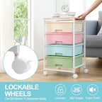 SYKIARIOL Rolling Cart with Drawers, 4-Drawer Utility Cart, Rainbow - Image 5