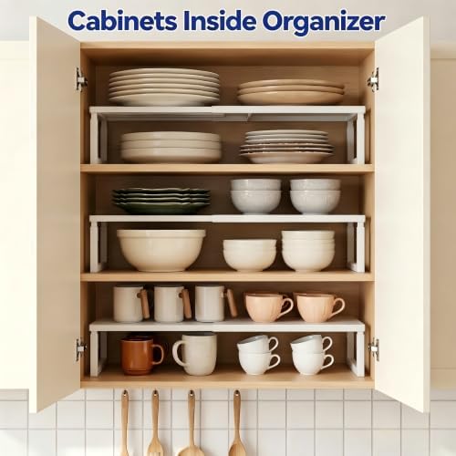 2 Packs Expandable Cabinet Shelf Organizer, Stackable Countertop Shelves - Image 5