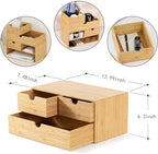 Bamboo Desk Organizer with Drawers, 3-Drawer Desktop Storage Box - Image 3