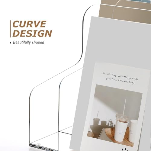 SANRUI 3 Slots Acrylic Magazine Holder, Desktop File Sorter Organizer Rack Bookshelf, Workspace Sorters Office Desk Accessories Organization Storage Stand, Clear - Image 5