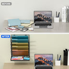 Legal /A4/ Letter Size Hanging Wall File Organizer Desktop File Organizer,6-Tier Wall Mount/Self Standing Paper Document Folder Holder,Mesh Magazine Rack for Office Home, Black ﻿ - Image 5