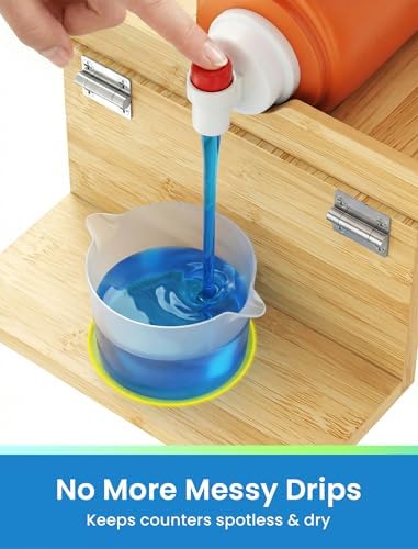 NiHome Laundry Detergent Dispenser, Adjustable Tilt Wood Stand, 2 Pack - Image 3