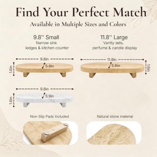 Large Travertine Marble Tray Oval with Legs, 11.8x5.9In - Image 6