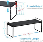 15.5 to 25.5 Inch Expandable Kitchen Cabinet Organizer Shelf, 2 Pack 30 LBS Heavy Duty Adjustable Kitchen Counter Storage Shelves Organizers,Stackable Small Storage Shelf Rack For Cabinet Cupboard - Image 2