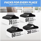 YSSOA Velvet Hangers 60 Pack, Non-Slip Clothes Hangers with Shoulder Notches, 360° Swivel Hooks, Heavy Duty Standard Hangers for Closet Space Saving, Black - Image 7
