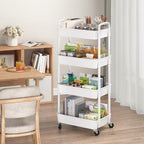 Sywhitta 4-Tier Plastic Rolling Utility Cart with Wheels for Storage,White - Image 4