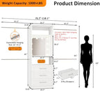 Closet System Storage with Built -In LED Mirror, 3 Light Modes, 3 Drawers, 4* Side Hanging Rods(VO-015) - Image 2