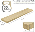 Sorbus Floating Shelves for Wall Storage (48 Inch, 2 Pack, Maple Wood) - Image 3