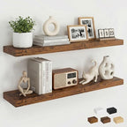 Dreamland 32inch Floating Shelves for Wall, Rustic Brown Floating Shelves for Bathroom|Bedroom|Kitchen, Deep Wall Mounted Book Shelf, Wood Storage Display Shelf for Home Decor, Set of 2 by Dreamland
