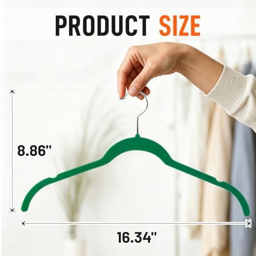 Velvet Hangers 30 Pack, Non-Slip Slim Felt Clothes Hangers Emerald Green - Image 3
