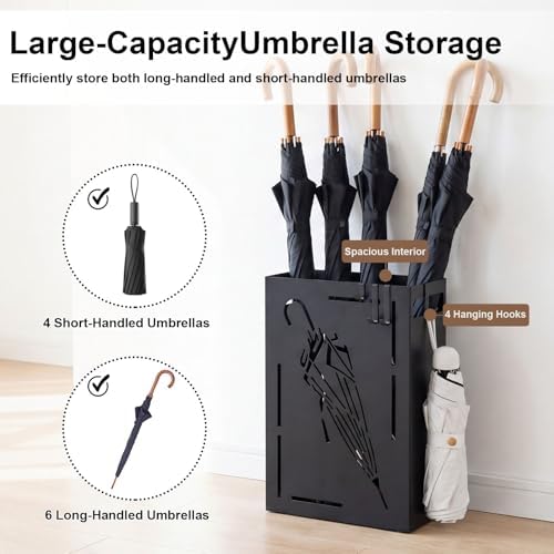 Goplus Metal Umbrella Holder, Indoor Umbrella Stand Freestanding, Black - Image 2