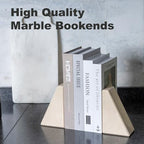 Marble Bookend for Heavy Books, Decorative Bookends for Shelves, Durable and Heavy-Duty Book End for Hardback Books & CDS, Unique Book Stopper & Holder, Sunny Golden, Set of 2 - Image 4