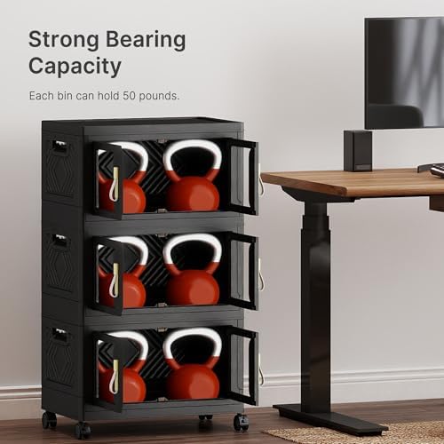 UAMFURI Stackable Storage Bins with Lids, 144QT Extra Large Storage Cabinet - Image 3