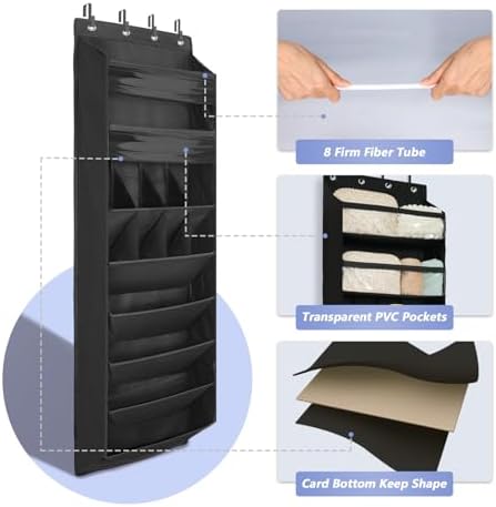 1 Pack 8 Shelves Over The Door Shoe Organizer, 68" Exlarge Deep Pockets - Image 3
