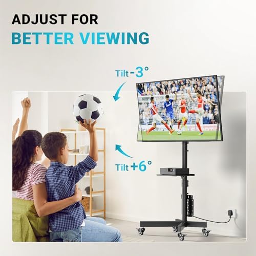 BONTEC Rolling TV Stand with Pegboard Storage for 32–65 Inch TVs, Black - Image 6