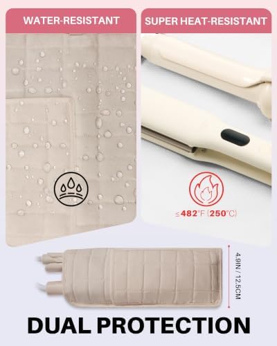 Hair Tools Travel Bag with Heat Resistant Mat, Taupe Beige - Image 6