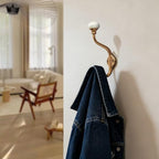 CHIVS Coat Hooks- 5 Pack Antique Brass Wall Hooks, Ceramic Coat Hooks, Decorative Wall Mounted Towel Hanger, zinc Double Prong Hook for Hanging Clothes, Keys, Hats, Backpacks - Image 4