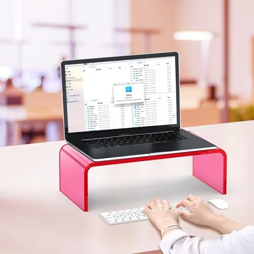 Acrylic Monitor Stand Riser Pink Laptop Stand Riser L15 xW7.5 xH4 - Image 4