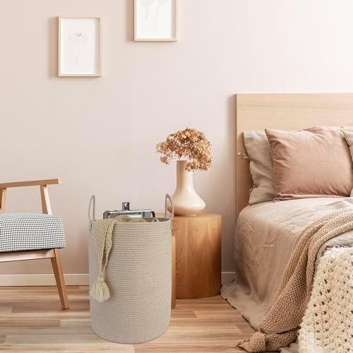 XUANGUO Cotton Rope Laundry Basket Hamper for Clothes Large Oatmeal - Image 5