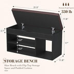 Apicizon Entryway Bench with Shoe Storage, Black, 2-Tier Shoe Rack, Padded Cushion, Wooden Frame - Image 2