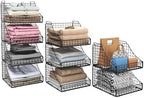Lyuwanxian 4-Pack Stackable Wire Baskets for Closet Organizers and Storage, Open Storage Bins for Clothes, Toys, and Snacks - Rustic Metal Closet Organizer and Shelves in Black by Lyuwanxian